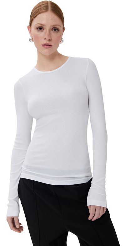 Tibi Tibi Circular Ribbed Crew Neck Pullover T-Shirt Navy XL