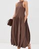 Tibi Tibi Compact Poplin Pinched Pleat Dress Sepia Brown - 2