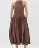 Tibi Tibi Compact Poplin Pinched Pleat Dress Sepia Brown - 5