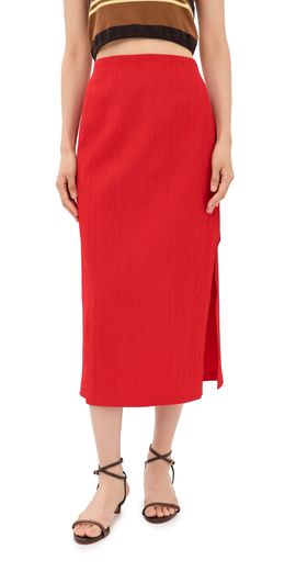 Tibi Tibi Creased Stretch Crepe Skirt Red