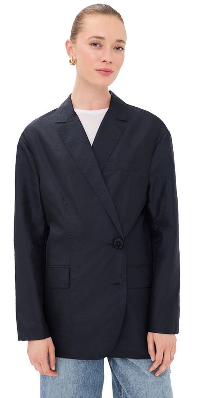 Tibi Tibi Crispy Nylon Liam Blazer NAVY