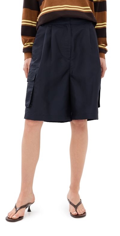 Tibi Tibi Crispy Nylon Stella Shorts Navy