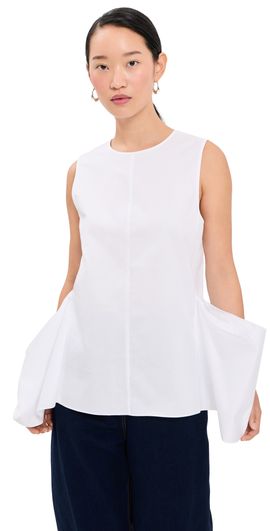 Tibi Tibi Eco Poplin Side Drape Top White