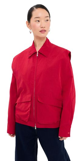 Tibi Tibi Fall Nylon Snap Bomber Red