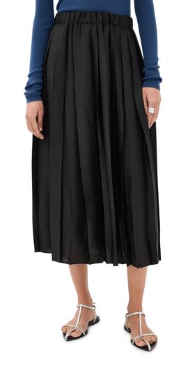 Tibi Tibi Feather Weight Pleated Pull On Skirt Black