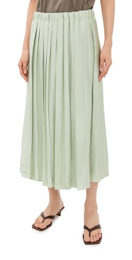 Tibi Tibi Feather Weight Pleated Pull On Skirt Sage