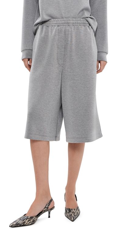 Tibi Tibi Feather Weight Viscose Neoprene Relaxed Shorts Grey
