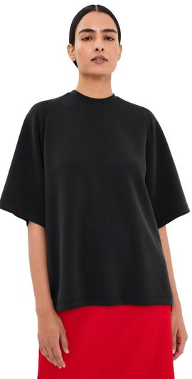 Tibi Tibi Featherweight Neoprene Baseball Tee Black
