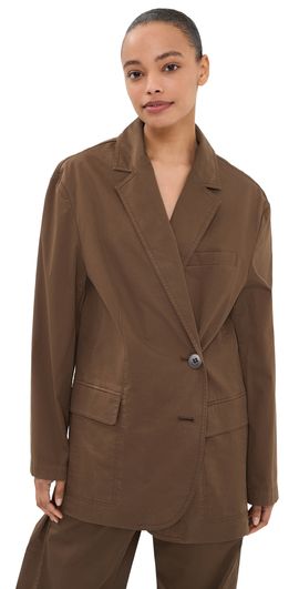 Tibi Tibi Garment Dyed Cotton Liam Blazer Brown