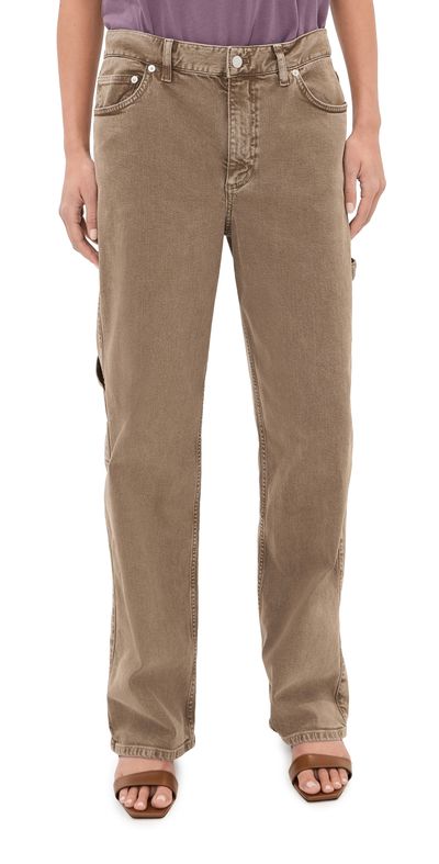 Tibi Tibi Garment Wash Stretch Twill Slouchy Carpenter Jeans Brown