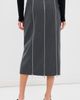 Tibi Tibi Gossamer Wool Melange Zip Midi Trouser Skirt Heather Grey - 3