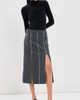 Tibi Tibi Gossamer Wool Melange Zip Midi Trouser Skirt Heather Grey - 5
