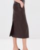 Tibi Tibi Leather Midi Trouser Skirt Brown - 4