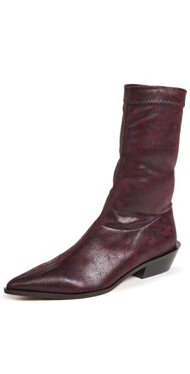 Tibi Tibi Leo Faux Leather Boots Wine
