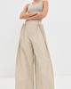 Tibi Tibi Luxe Twill Tucked Pleated Trousers Taupe - 2