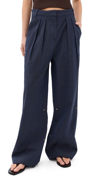 Tibi Tibi Menswear Crepon Stella Full Length Pants Navy Multi