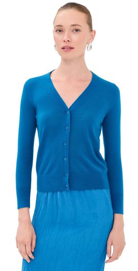 Tibi Tibi Mercerized Wool Shrunken Cardigan Bright Blue