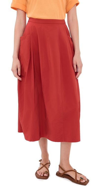 Tibi Tibi Nylon Lantern Skirt Red