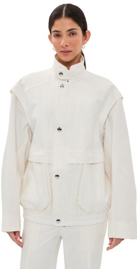Tibi Tibi Patchwork Twill Slicker Jacket White