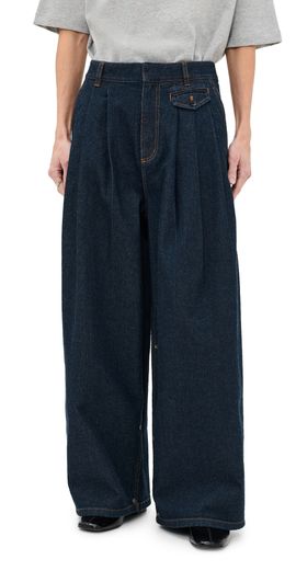 Tibi Tibi Petite Indigo Denim Triple Pleat Jeans Indigo