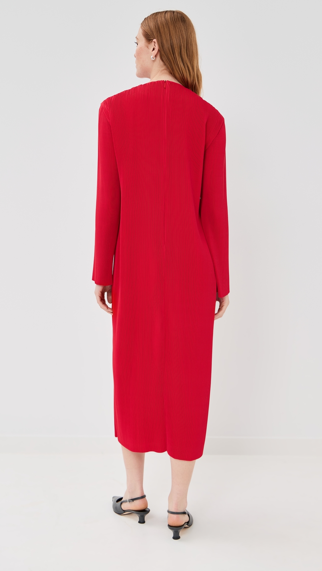 Tibi - Plisse Midi Dress Red