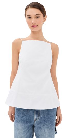 Tibi Tibi Poplin Strappy Open Back Top White