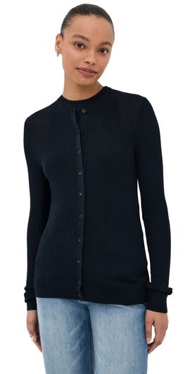 Tibi Tibi Ribbed Slim Cardigan Navy