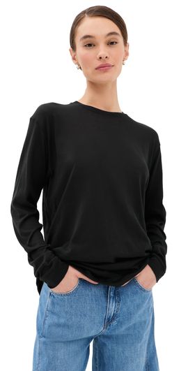 Tibi Tibi Sheer Crepe Knit Tee Black
