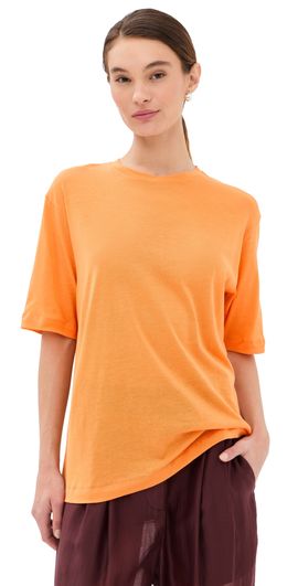 Tibi Tibi Sheer Crepe Knit Tee Orange