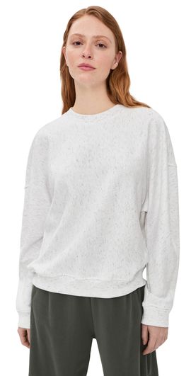 Tibi Tibi Spring Tweedy Sweatshirting Crew Neck Sweater White Multi