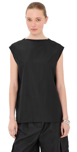 Tibi Tibi Summer Nylon Sleeveless Cocoon Top Black