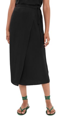 Tibi Tibi Summer Slip Wrap Skirt Black