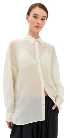 Tibi Tibi Summer Voile Oversized Shirt Ivory