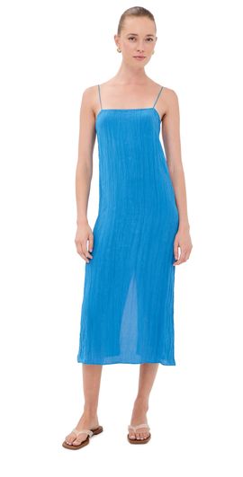 Tibi Tibi The Crinkle Slip Dress Bright Blue