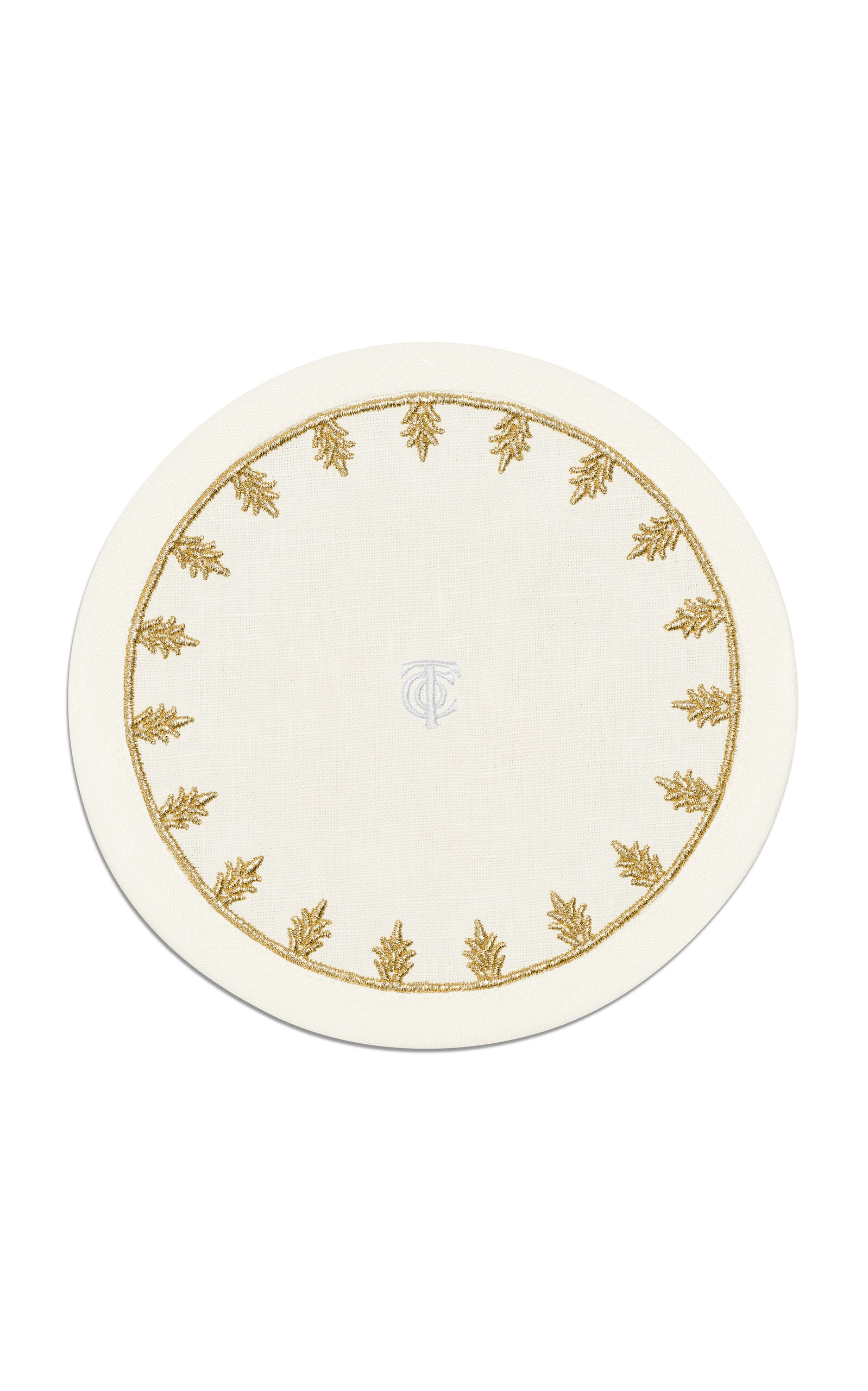 Tiffany & Co. Tiffany & Co. Crest EmbroideredLinen Coaster White