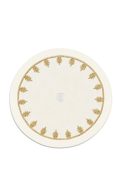 Tiffany & Co. Tiffany & Co. Crest EmbroideredLinen Coaster White