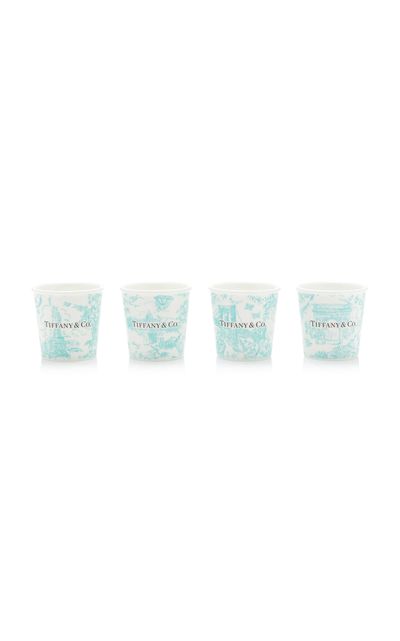 Tiffany & Co. Tiffany & Co. Exclusive SetofFour China Espresso Cups Blue