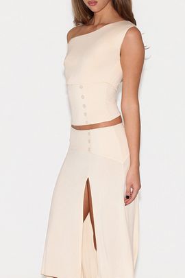 Tiger Mist Tiger Mist Alyssa Asymmetric Off-The-Shoulder Top in Cream, Women's at Urban Outfitters