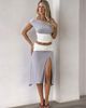Tiger Mist Tiger Mist Alyssa contrast button waist detail thigh slit midaxi skirt in gray and white - part of a set - 1
