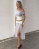 Tiger Mist Tiger Mist Alyssa contrast button waist detail thigh slit midaxi skirt in gray and white - part of a set - 4