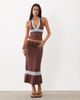 Tiger Mist Tiger Mist Calina butter touch slinky contrast lace trim midaxi skirt in chocolate and baby blue - part of a set-Brown - 1