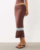 Tiger Mist Tiger Mist Calina butter touch slinky contrast lace trim midaxi skirt in chocolate and baby blue - part of a set-Brown - 2