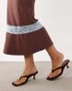 Tiger Mist Tiger Mist Calina butter touch slinky contrast lace trim midaxi skirt in chocolate and baby blue - part of a set-Brown - 3