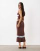 Tiger Mist Tiger Mist Calina butter touch slinky contrast lace trim midaxi skirt in chocolate and baby blue - part of a set-Brown - 4