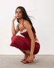 Tiger Mist Tiger Mist Caline ruched mesh overlay midi skirt in red and baby pink - part of a set - 1