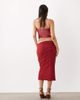 Tiger Mist Tiger Mist Caline ruched mesh overlay midi skirt in red and baby pink - part of a set - 4