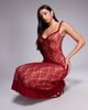 Tiger Mist Tiger Mist Deja 90s lace ruffle trim bow detail midi dress in red - 1