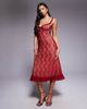 Tiger Mist Tiger Mist Deja 90s lace ruffle trim bow detail midi dress in red - 2