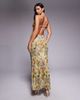 Tiger Mist Tiger Mist Elysium sequin trim cami tie low back maxi dress in vintage animal print-Multi - 4