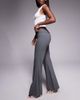 Tiger Mist Tiger Mist Emory 90s tailored low rise eyelet tie side detail flared pants in charcoal pinstripe-Gray - 2
